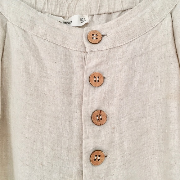 Mango Beige Linen Pants with Front Button Closure - Picture 5 of 8